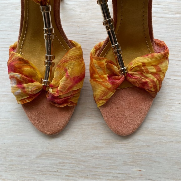 Nine West Jennica orange and yellow lace up heel sandal size 5.5 - Picture 6 of 15